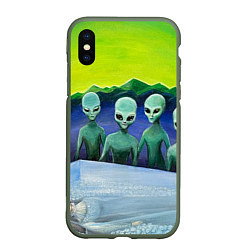Чехол iPhone XS Max матовый Спящая красавица 3000 и Инопланетяне, цвет: 3D-темно-зеленый