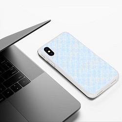 Чехол iPhone XS Max матовый Паттерн бело-голубой, цвет: 3D-белый — фото 2