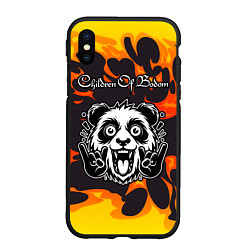 Чехол iPhone XS Max матовый Children of Bodom рок панда и огонь, цвет: 3D-черный