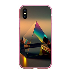 Чехол iPhone XS Max матовый Призма пирамидальная, цвет: 3D-розовый