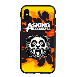 Чехол iPhone XS Max матовый Asking Alexandria рок панда и огонь, цвет: 3D-черный