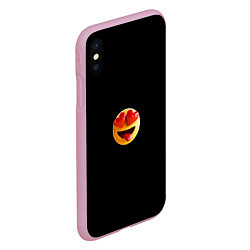 Чехол iPhone XS Max матовый Объемный влюблённый смайл улыбка с языком черном, цвет: 3D-розовый — фото 2