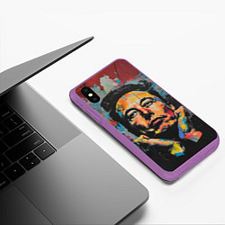 Чехол iPhone XS Max матовый Илон Маск граффити портрет, цвет: 3D-фиолетовый — фото 2