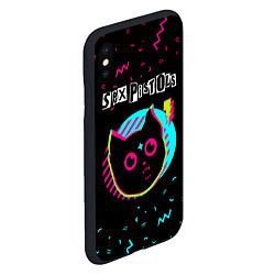 Чехол iPhone XS Max матовый Sex Pistols - rock star cat, цвет: 3D-черный — фото 2