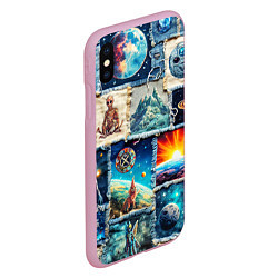Чехол iPhone XS Max матовый Разнообразие миров - пэчворк, цвет: 3D-розовый — фото 2