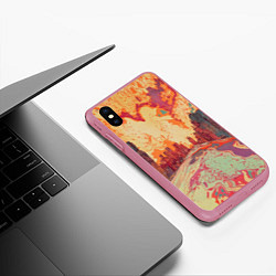 Чехол iPhone XS Max матовый Абстрактный город растворяющийся в красках, цвет: 3D-малиновый — фото 2