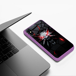 Чехол iPhone XS Max матовый Символ волка на плитах с подсветкой, цвет: 3D-фиолетовый — фото 2