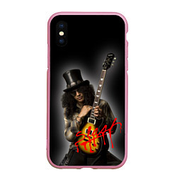 Чехол iPhone XS Max матовый Slash музыкант группы Guns N Roses, цвет: 3D-розовый