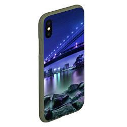 Чехол iPhone XS Max матовый Вечерняя Америка - мост, цвет: 3D-темно-зеленый — фото 2