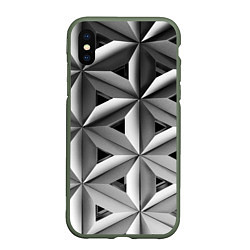 Чехол iPhone XS Max матовый Черно белый узор, цвет: 3D-темно-зеленый