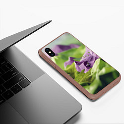 Чехол iPhone XS Max матовый Геометрический пейзаж фиолетовый и зеленый, цвет: 3D-коричневый — фото 2