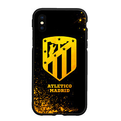 Чехол iPhone XS Max матовый Atletico Madrid - gold gradient, цвет: 3D-черный