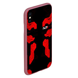 Чехол iPhone XS Max матовый Mass Effect - Red armor, цвет: 3D-малиновый — фото 2