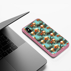 Чехол iPhone XS Max матовый Черепа и море, цвет: 3D-малиновый — фото 2