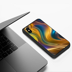 Чехол iPhone XS Max матовый Жидкий разноцветный металл, цвет: 3D-черный — фото 2