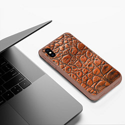 Чехол iPhone XS Max матовый Змеиная шкура текстура, цвет: 3D-коричневый — фото 2