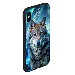 Чехол iPhone XS Max матовый Волк и водопад, цвет: 3D-черный — фото 2
