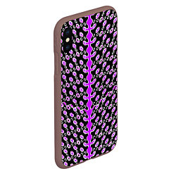 Чехол iPhone XS Max матовый Розовые киберпанк ячейки на чёрном фоне, цвет: 3D-коричневый — фото 2