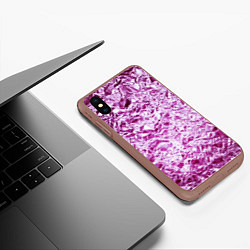 Чехол iPhone XS Max матовый Сверкающая розовая фактура фольги, цвет: 3D-коричневый — фото 2