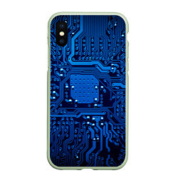 Чехол iPhone XS Max матовый Текстолит, цвет: 3D-салатовый