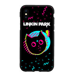 Чехол iPhone XS Max матовый Linkin Park - rock star cat, цвет: 3D-черный