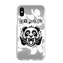 Чехол iPhone XS Max матовый Sex Pistols рок панда на светлом фоне, цвет: 3D-белый