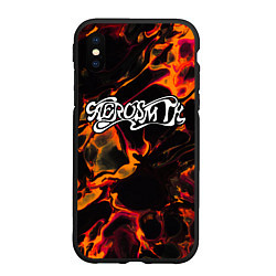 Чехол iPhone XS Max матовый Aerosmith red lava, цвет: 3D-черный