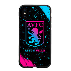 Чехол iPhone XS Max матовый Aston Villa - neon gradient, цвет: 3D-черный