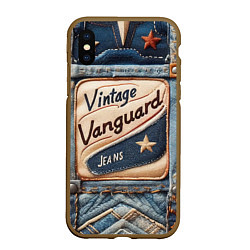 Чехол iPhone XS Max матовый Vintage vanguard jeans - patchwork, цвет: 3D-коричневый