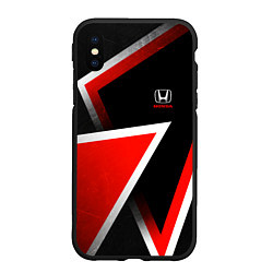 Чехол iPhone XS Max матовый Honda - красные треугольники, цвет: 3D-черный