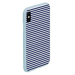 Чехол iPhone XS Max матовый Белый в тёмно-синюю полоску, цвет: 3D-голубой — фото 2