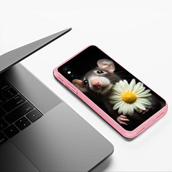 Чехол iPhone XS Max матовый Крыс и ромашка, цвет: 3D-баблгам — фото 2