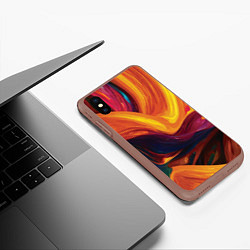 Чехол iPhone XS Max матовый Цветная абстракция colorful, цвет: 3D-коричневый — фото 2