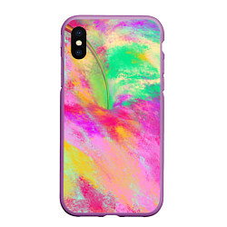 Чехол iPhone XS Max матовый Яблоко Модерн, цвет: 3D-фиолетовый