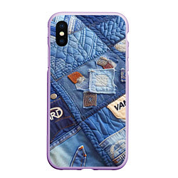 Чехол iPhone XS Max матовый Vanguard jeans patchwork - ai art, цвет: 3D-сиреневый
