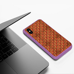 Чехол iPhone XS Max матовый Звезды в стиле СССР, цвет: 3D-фиолетовый — фото 2