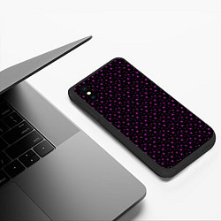 Чехол iPhone XS Max матовый Чёрный с сиреневыми звёздочками, цвет: 3D-черный — фото 2