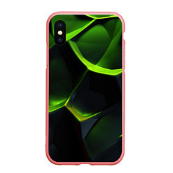 Чехол iPhone XS Max матовый Green neon abstract geometry