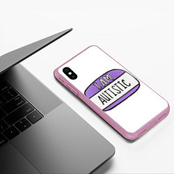 Чехол iPhone XS Max матовый Аутист значок, цвет: 3D-розовый — фото 2
