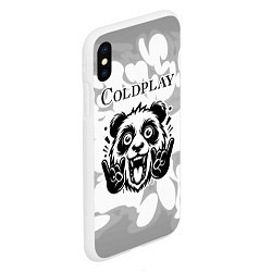 Чехол iPhone XS Max матовый Coldplay рок панда на светлом фоне, цвет: 3D-белый — фото 2