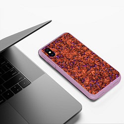 Чехол iPhone XS Max матовый Яркий красно-коричневый со фиолетовым свечением, цвет: 3D-сиреневый — фото 2