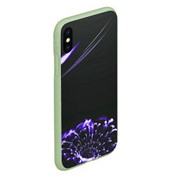 Чехол iPhone XS Max матовый Неоновый фиолетовый цветок в темноте, цвет: 3D-салатовый — фото 2
