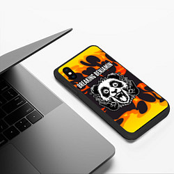 Чехол iPhone XS Max матовый Breaking Benjamin рок панда и огонь, цвет: 3D-черный — фото 2