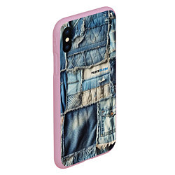 Чехол iPhone XS Max матовый Patchwork denim - vogue, цвет: 3D-розовый — фото 2