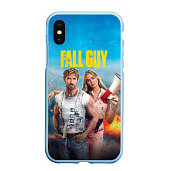 Чехол iPhone XS Max матовый Ryan Gosling and Emily Blunt каскадеры, цвет: 3D-голубой