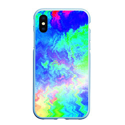 Чехол iPhone XS Max матовый Сине-зелёная кислота тай-дай, цвет: 3D-голубой