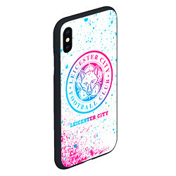 Чехол iPhone XS Max матовый Leicester City neon gradient style, цвет: 3D-черный — фото 2