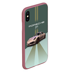 Чехол iPhone XS Max матовый Спортивный автомобиль Порше 911, цвет: 3D-малиновый — фото 2
