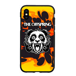 Чехол iPhone XS Max матовый The Offspring рок панда и огонь, цвет: 3D-черный