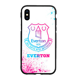 Чехол iPhone XS Max матовый Everton neon gradient style, цвет: 3D-черный